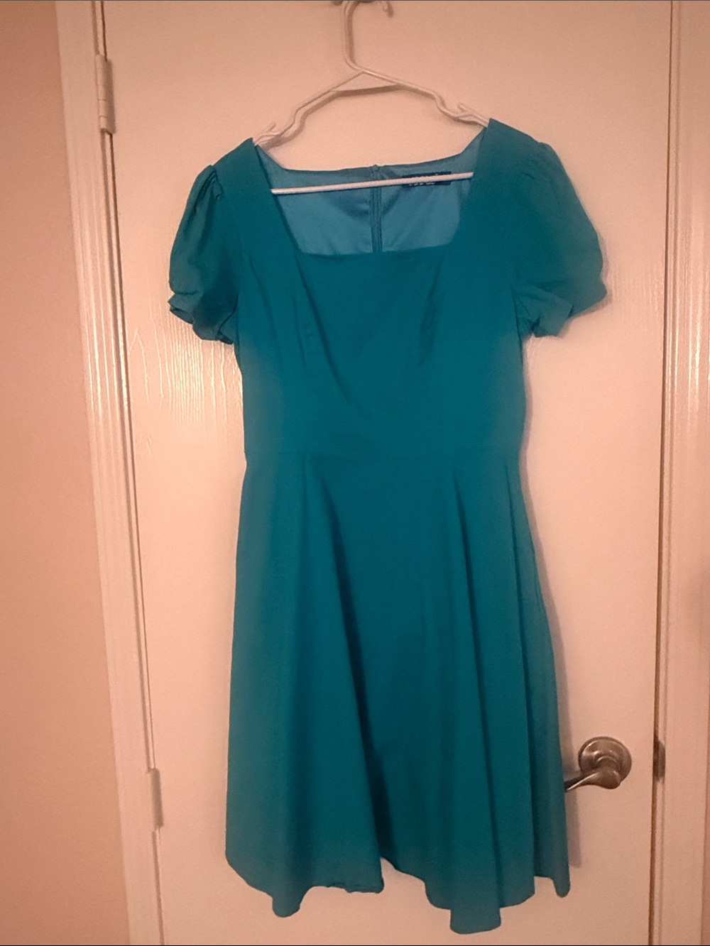 OBBUE  teal / turquoise retro swing cap sleeve dress.  Sz L